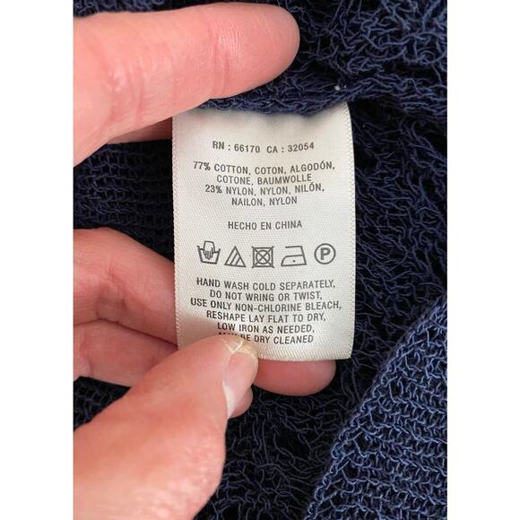 Anthropologie Little Yellow Bird S Blue Open Knit Pullover Sweater - Picture 5 of 6